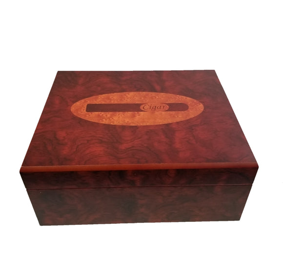 30 Count Humidor - Brown with Cigar Print