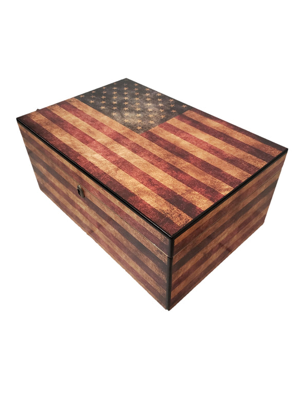100 Count Humidor - Old Glory Weathered American Flag