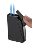 Visol Madrid Dual Torch Lighter - Black - Jaco Cigars Logo