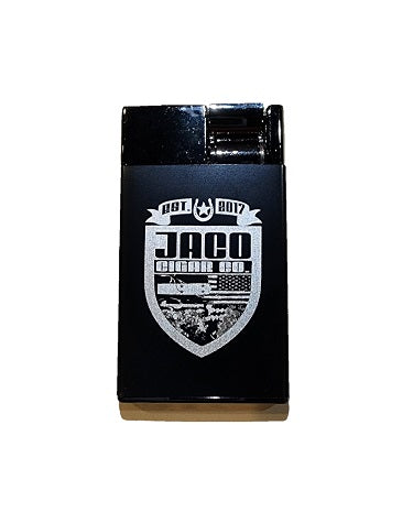 Visol Cougar Single Torch Lighter - Black - Jaco Cigars Logo