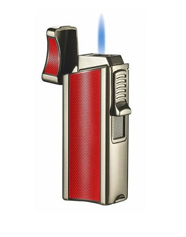 Visol - Ridge Single Flame Torch Lighter with Cigar Rest - Red