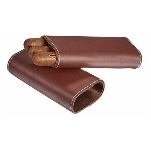 Visol - Santa Fe Medium Brown Leather Cigar Case with Cedar Lining