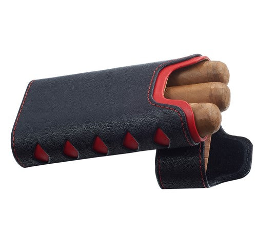 Visol - Black and Red Dimond Flip Top Leather Case
